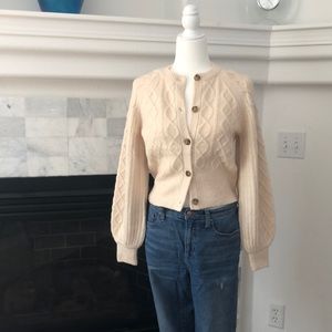 J.Crew NWT stretch wool blend,cable knit, cropped cardigan